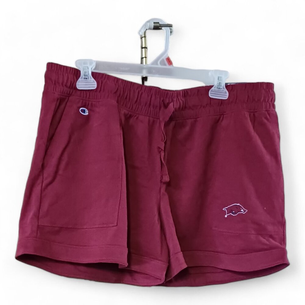 NWT Womens Champion  Red Kansas Elastic Waist  Athletic Gym Shorts Size L